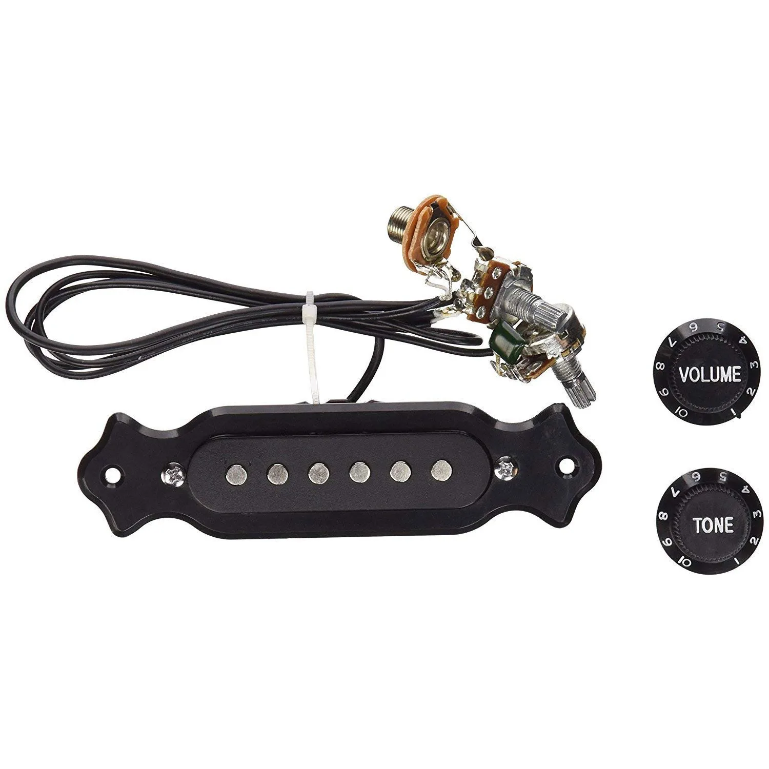 Pre-Wired 6-String Single Coil Pickup Harness with Volume & Tone Pots for Electric Cigar Box Guitar Electric Cigar Box Guitar
Pre-Wired 6-String Single Coil Pickup Harness with Volume & Tone Pots for Electric Cigar Box Guitar Electric Cigar Box Guitar