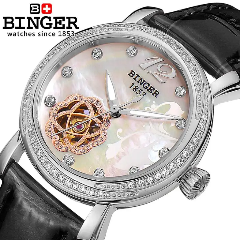 Switzerland Binger Women's watches Luxury Brand Watch Women leather strap automatic Self-wind mechanical Diamond clcok B-1132L-1
Switzerland Binger Women's watches Luxury Brand Watch Women leather strap automatic Self-wind mechanical Diamond clcok B-1132L-1