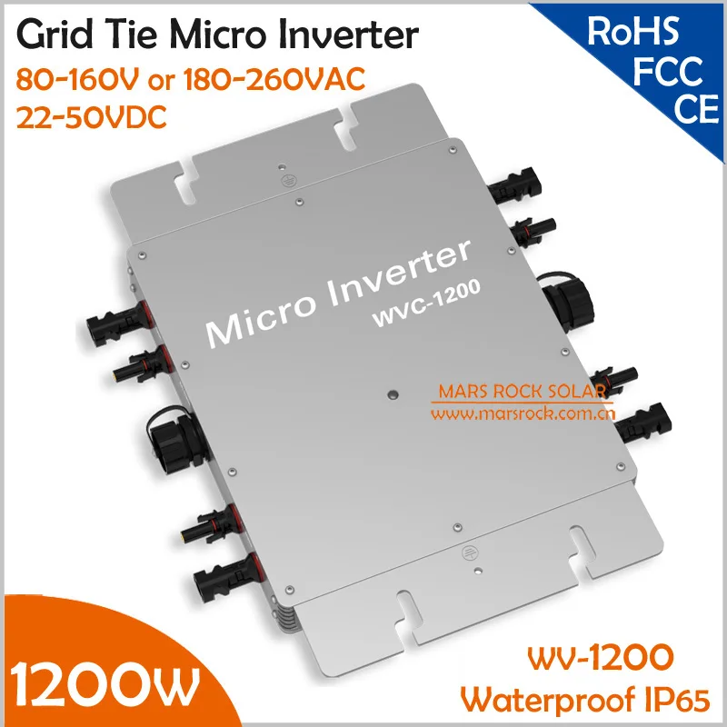 IP65 Waterproof 1200W Micro Inverter with 22-50V DC to AC 80-160V or 180-260V Grid Tie Solar Inverter for 4pcs 300W 36V PV Panel
IP65 Waterproof 1200W Micro Inverter with 22-50V DC to AC 80-160V or 180-260V Grid Tie Solar Inverter for 4pcs 300W 36V PV Panel