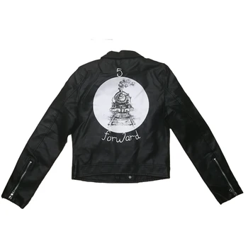 2018 women new faux leather jacket and coats Short style office lady back printed train Black beige 2color SML slim fit Autumn
2018 women new faux leather jacket and coats Short style office lady back printed train Black beige 2color SML slim fit Autumn
