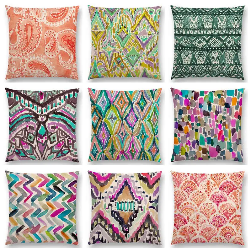 

Beautiful Color Party Candy Chevron Waves Coral Camo Stripe Paisley Geometry Pattern Moroccan Colorful Cushion Cover Pillow Case