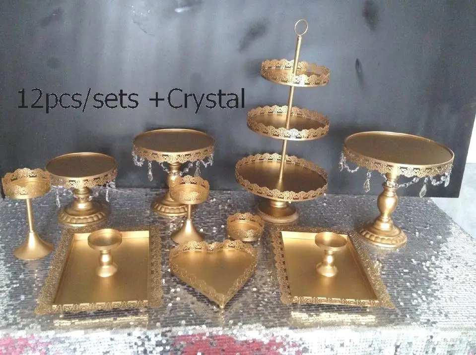 DHL Set of 12 pieces gold cake stand wedding cupcake stand set crystal candy bar decoration cake tools bakeware set
DHL Set of 12 pieces gold cake stand wedding cupcake stand set crystal candy bar decoration cake tools bakeware set