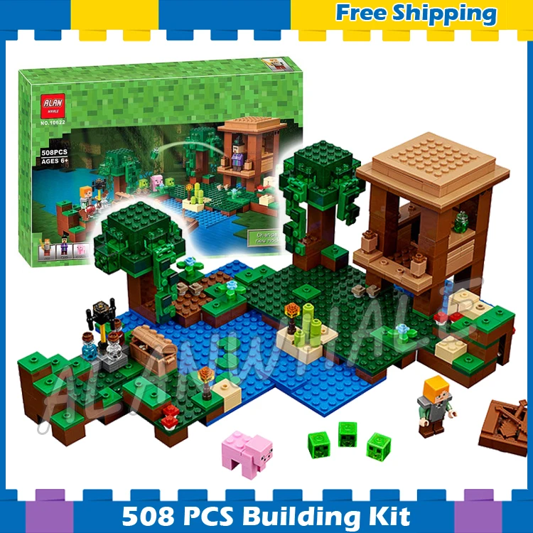508pcs My World The Witch Hut Water Trees Vines Lily Pads 10622 Model Building Blocks Toy Brick Compatible with Lego Minecrafted
508pcs My World The Witch Hut Water Trees Vines Lily Pads 10622 Model Building Blocks Toy Brick Compatible with Lego Minecrafted
