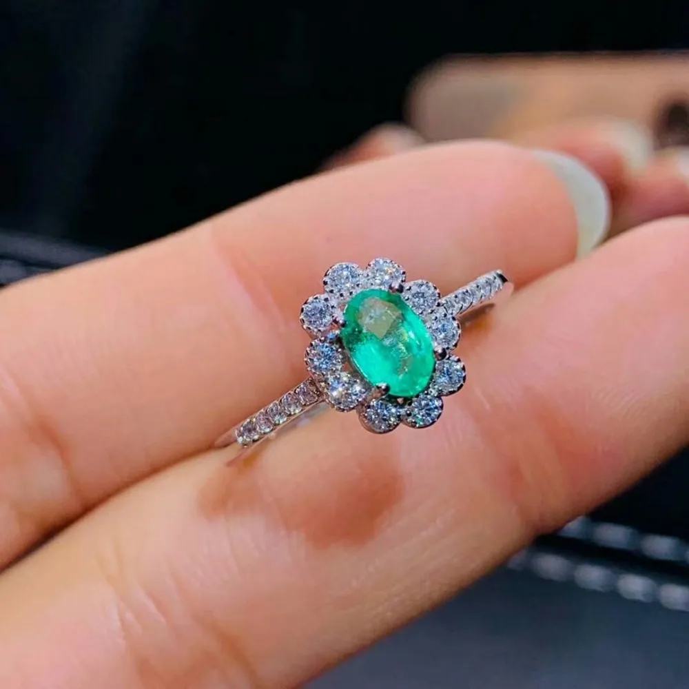 100% 925 sterling silver Natural green Emerald Rings fine Jewelry gift women wedding open wholesale new plant jcj0406098agml | Украшения и