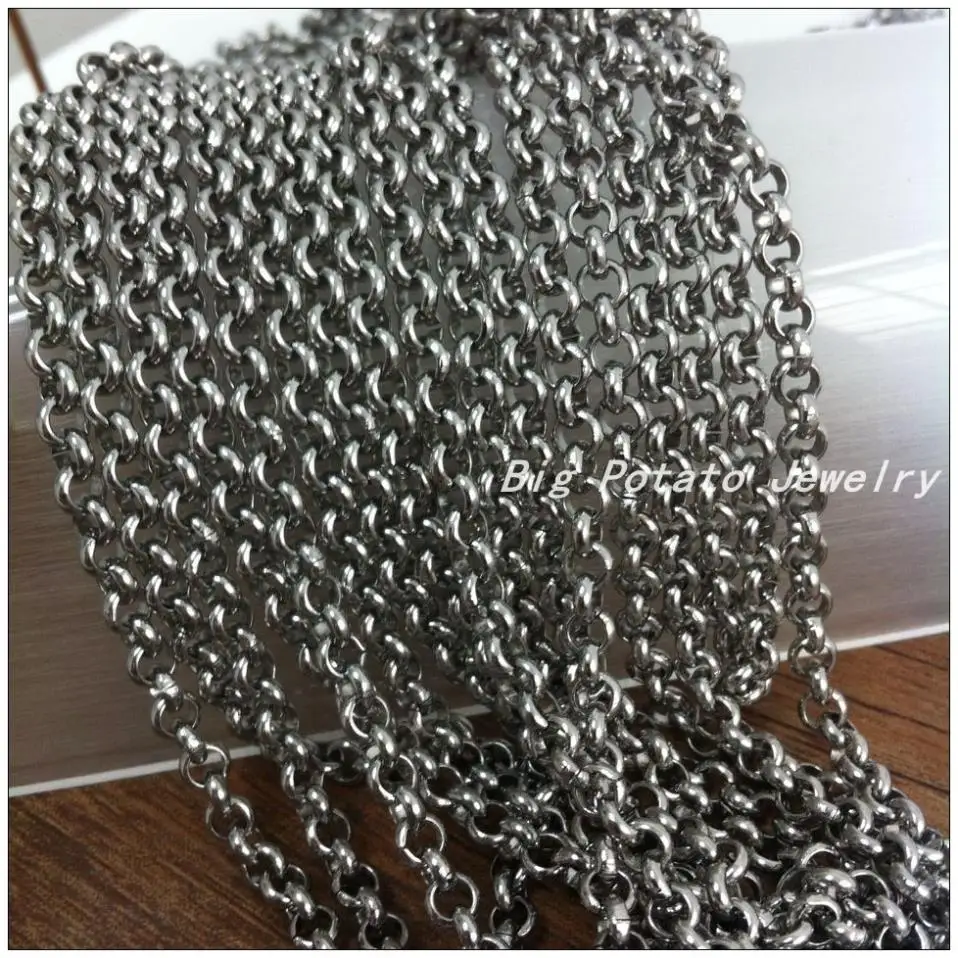 5M/10M 3.5/4.7/6/8mm Width In Bulk Factory Wholesale Fashion Jewelry 316L Stainless Steel Round Rolo Silver Chains Necklaces
5M/10M 3.5/4.7/6/8mm Width In Bulk Factory Wholesale Fashion Jewelry 316L Stainless Steel Round Rolo Silver Chains Necklaces