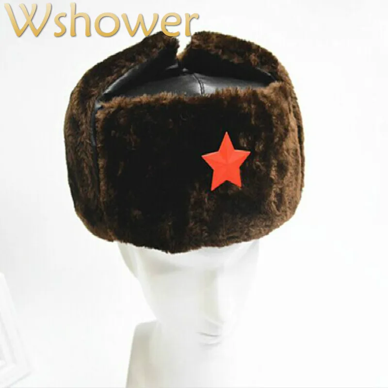 What in shower зимняя меховая шапка из искусственной кожи Толстая теплая ушанка