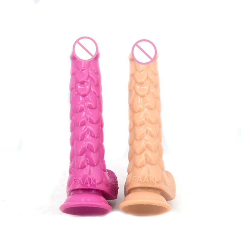Fish Scale Shape Surface Silicone Dildo Testicular Suction Cup Sex Toy For Woman Insert Vagina Comfortable Good Quality Toy