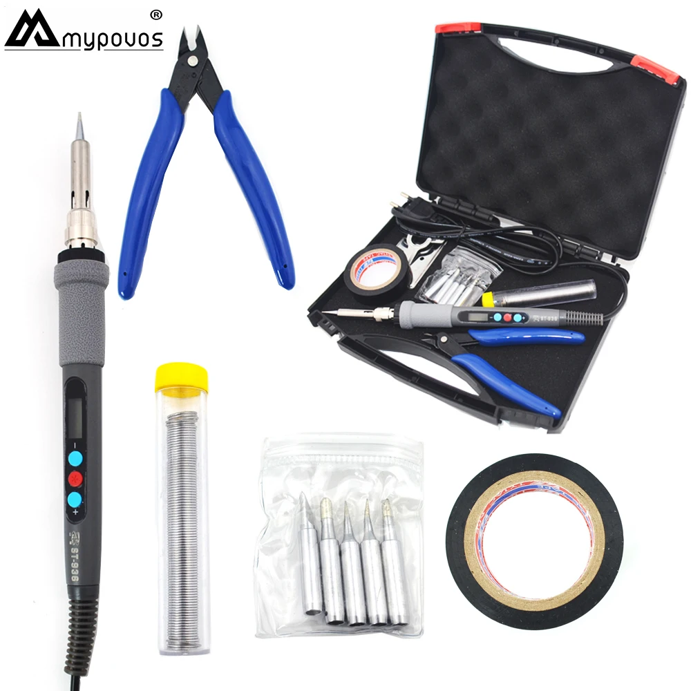 EU Plug 60W 220V-110V Adjustable Temperature Electric Soldering Iron Kit Tips Desoldering Pump Stand Tweezers Solder Wire Box
EU Plug 60W 220V-110V Adjustable Temperature Electric Soldering Iron Kit Tips Desoldering Pump Stand Tweezers Solder Wire Box