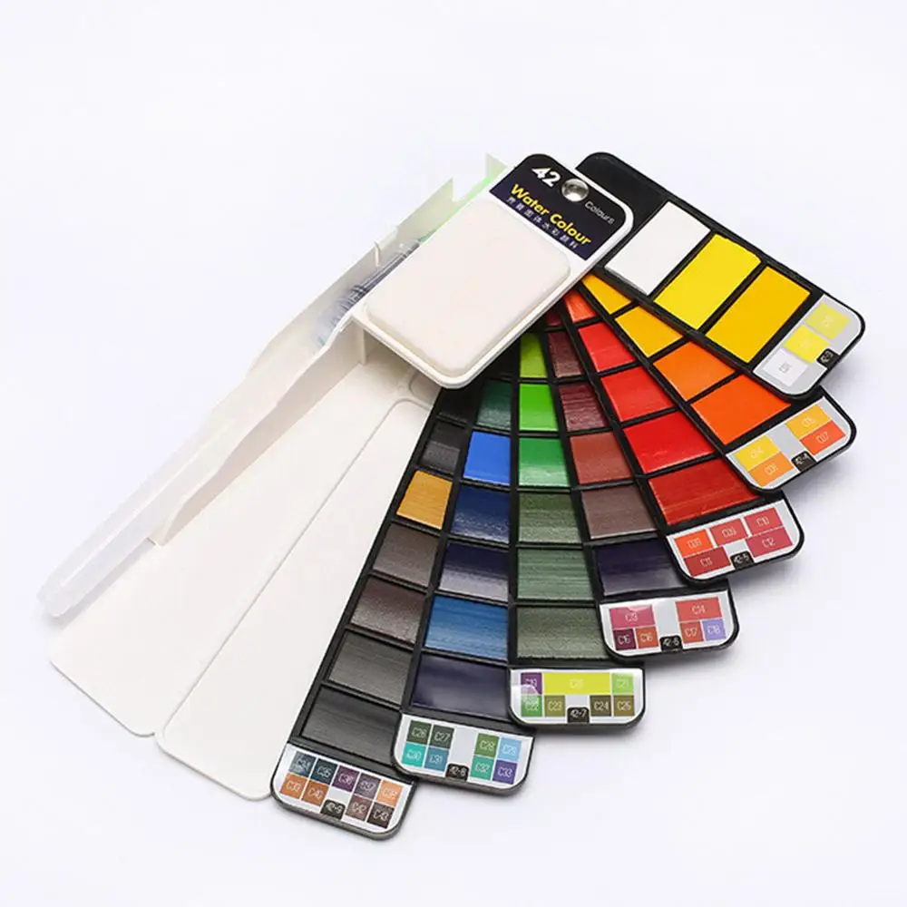 Portable Watercolor Kit Paint 18/25/33/42Colors Solid Watercolor Paint Set With Paintbrush Pen Portable Water Color
Portable Watercolor Kit Paint 18/25/33/42Colors Solid Watercolor Paint Set With Paintbrush Pen Portable Water Color