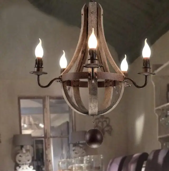 New style American personality retro club cafe chandelier Wooden light creative restaurant Nordic Iron Bar lamp | Освещение