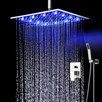 Bathroom Square Large Rain Shower LED Modern Shower System Hot And Cold Mixer Set 400 x 400 mm
Bathroom Square Large Rain Shower LED Modern Shower System Hot And Cold Mixer Set 400 x 400 mm