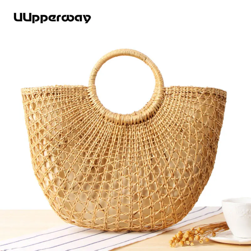 Women Bag Bohemian Summer Beach Bag Top Handle Knitted Handbag for Travel Vacation Colorful Fur Ball Straw Bag Moon Shape Bags
Women Bag Bohemian Summer Beach Bag Top Handle Knitted Handbag for Travel Vacation Colorful Fur Ball Straw Bag Moon Shape Bags