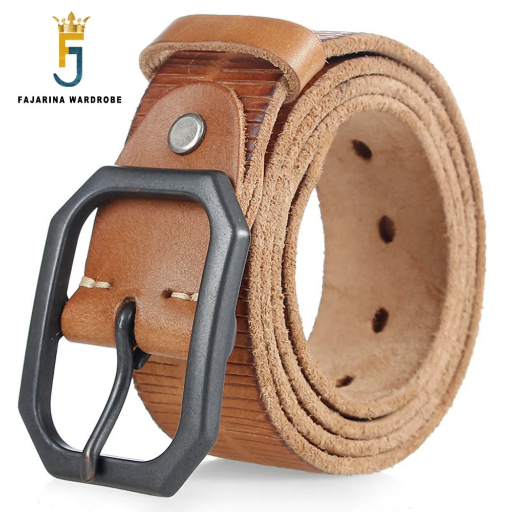 

FAJARINA Men's Quality 100% Pure Genuine Leather Hexagon Pin Buckle Belts for Men Mens Retro Styles Belt 38mm Width N17FJ297