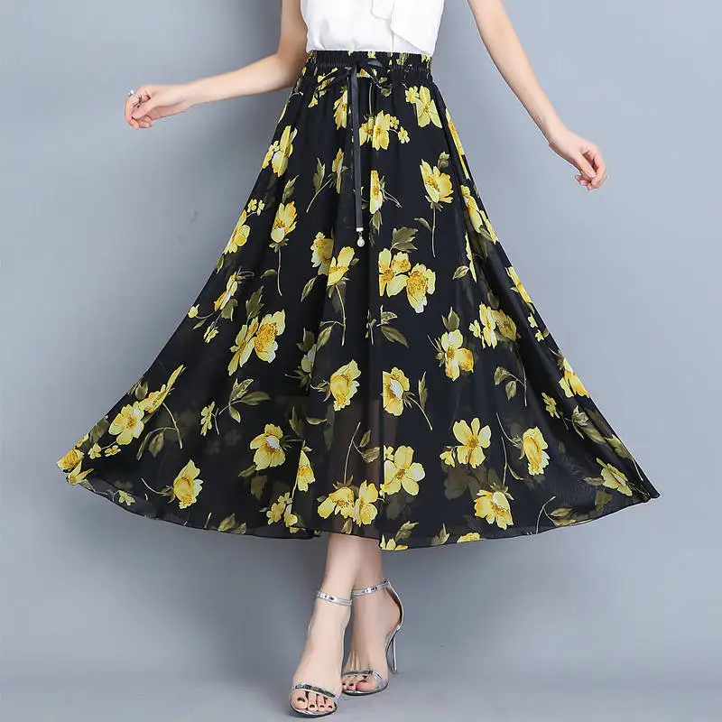 New Summer Long Chiffon Skirt Women Lace Up High Waist Bohemia Beach Skirt Plus Size Ladies Skirts Jupe Femme Floral Skirt C5304
New Summer Long Chiffon Skirt Women Lace Up High Waist Bohemia Beach Skirt Plus Size Ladies Skirts Jupe Femme Floral Skirt C5304