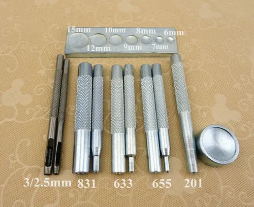 11PCS/set Metal Leather Craft Tool Die Hole Punch Snap Fastener Installation Kit Rivet Setter Base Set for DIY Leather craft
11PCS/set Metal Leather Craft Tool Die Hole Punch Snap Fastener Installation Kit Rivet Setter Base Set for DIY Leather craft