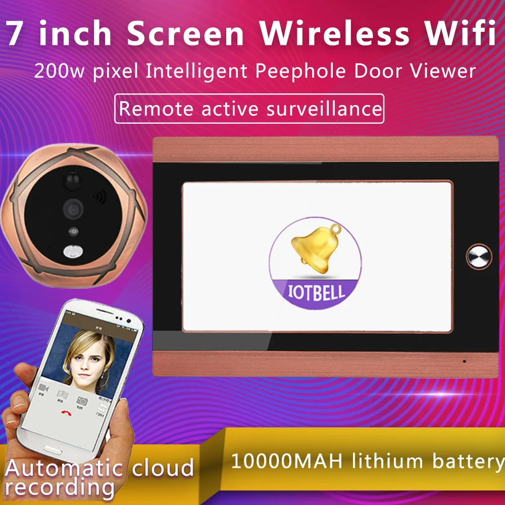 7" TFT 720P WiFi Wireless Digital Peephole Door Viewer Front Door Peephole Camera Wifi Doorbell with Intercom or take video
7" TFT 720P WiFi Wireless Digital Peephole Door Viewer Front Door Peephole Camera Wifi Doorbell with Intercom or take video