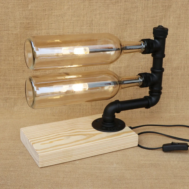 Modern LED stained glass Bottle lampshade desk light include double G4 light bulbs wood base table light for living room 220V
Modern LED stained glass Bottle lampshade desk light include double G4 light bulbs wood base table light for living room 220V