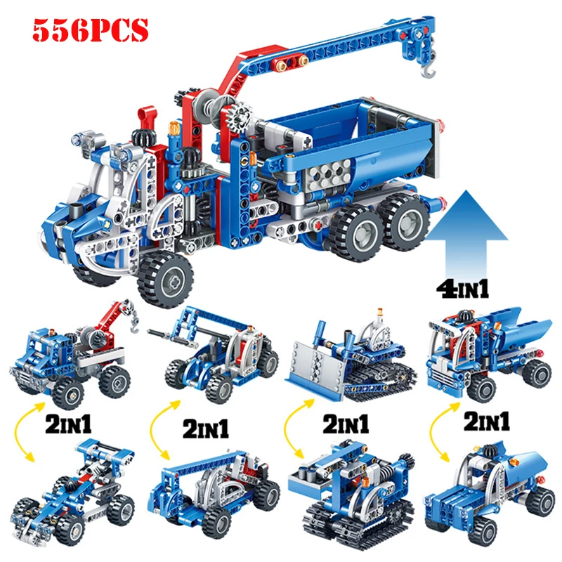 4 in 1 Engineering Lifting Forklift Truck Crane Machine Building Blocks Compatible Legoing Technic Bricks Child Educational Toys
4 in 1 Engineering Lifting Forklift Truck Crane Machine Building Blocks Compatible Legoing Technic Bricks Child Educational Toys