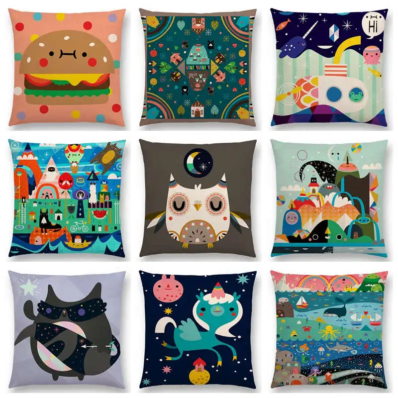 Hot Sale Colorful Fantasy Cartoon Cute Animals Dream Ocean Amusement Park Magic Cat Owl Rainbow Burger Cushion Sofa Throw Pillow
Hot Sale Colorful Fantasy Cartoon Cute Animals Dream Ocean Amusement Park Magic Cat Owl Rainbow Burger Cushion Sofa Throw Pillow