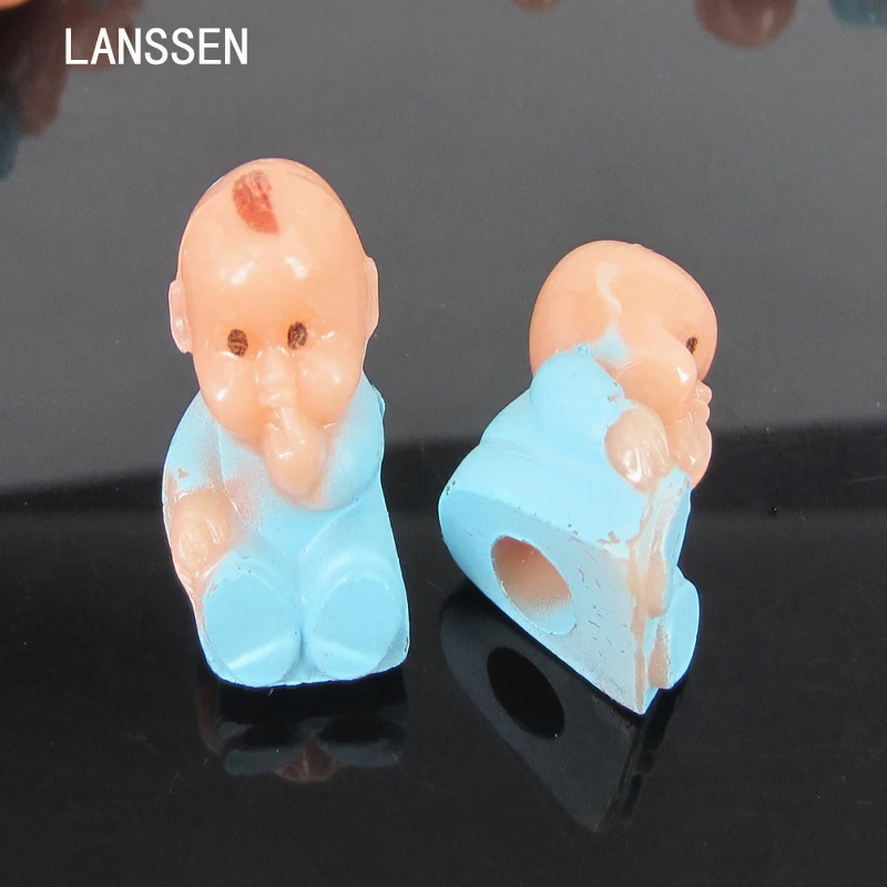 

100Pcs Small Plastic Sitting Babies Blue Baby Shower Favors Boy For Cake Top Party Decorations 14 x 25mm