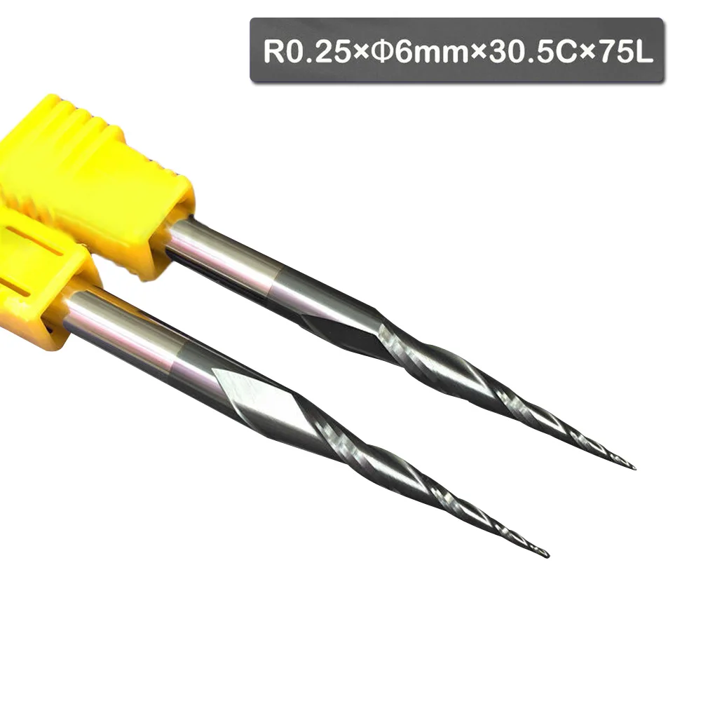 End Milling Bits HRC55 Taper Ball Nose End Mill CNC Router Bit Cutter Tool R0.25*D6*30.5*75*2F
End Milling Bits HRC55 Taper Ball Nose End Mill CNC Router Bit Cutter Tool R0.25*D6*30.5*75*2F