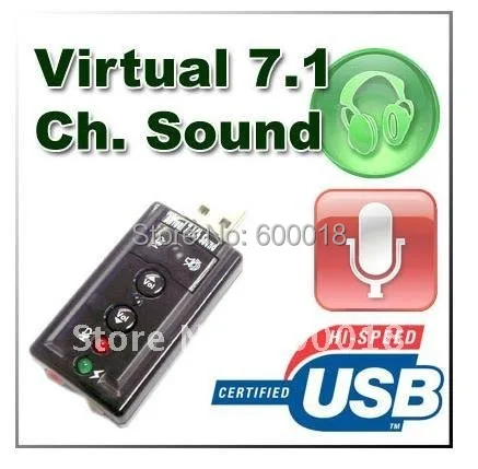 USB Mic/Speaker 7.1 Channel 3D Audio Sound Card Adapter 50pcs/lot | Компьютеры и офис