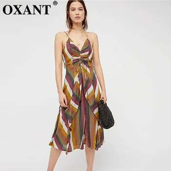 Women's Sexy Striped Dress Summer 2019 New Printed Backless Sleeveless Pleated Split Holiday Dress Elegant Beach Long Dress
Women's Sexy Striped Dress Summer 2019 New Printed Backless Sleeveless Pleated Split Holiday Dress Elegant Beach Long Dress