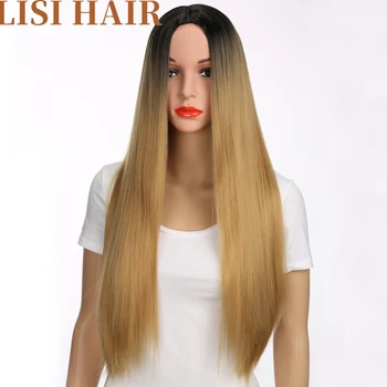 LISIHAIR Black Ombre Blonde Wig Long Straight Wigs 24inches Synthetic Wigs For Women Black Chemical Fiber Wig
LISIHAIR Black Ombre Blonde Wig Long Straight Wigs 24inches Synthetic Wigs For Women Black Chemical Fiber Wig
