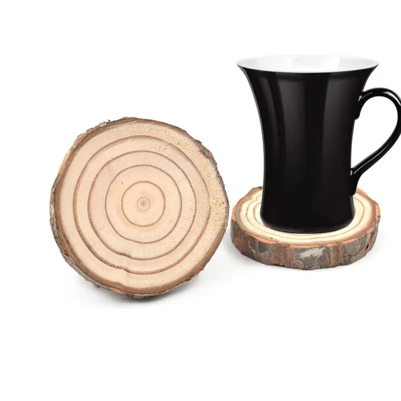 Wooden Slice Cup Mat Natural Round Coaster Tea Coffee Mug Drinks Holder For DIY Crafts Wedding Party Decoration