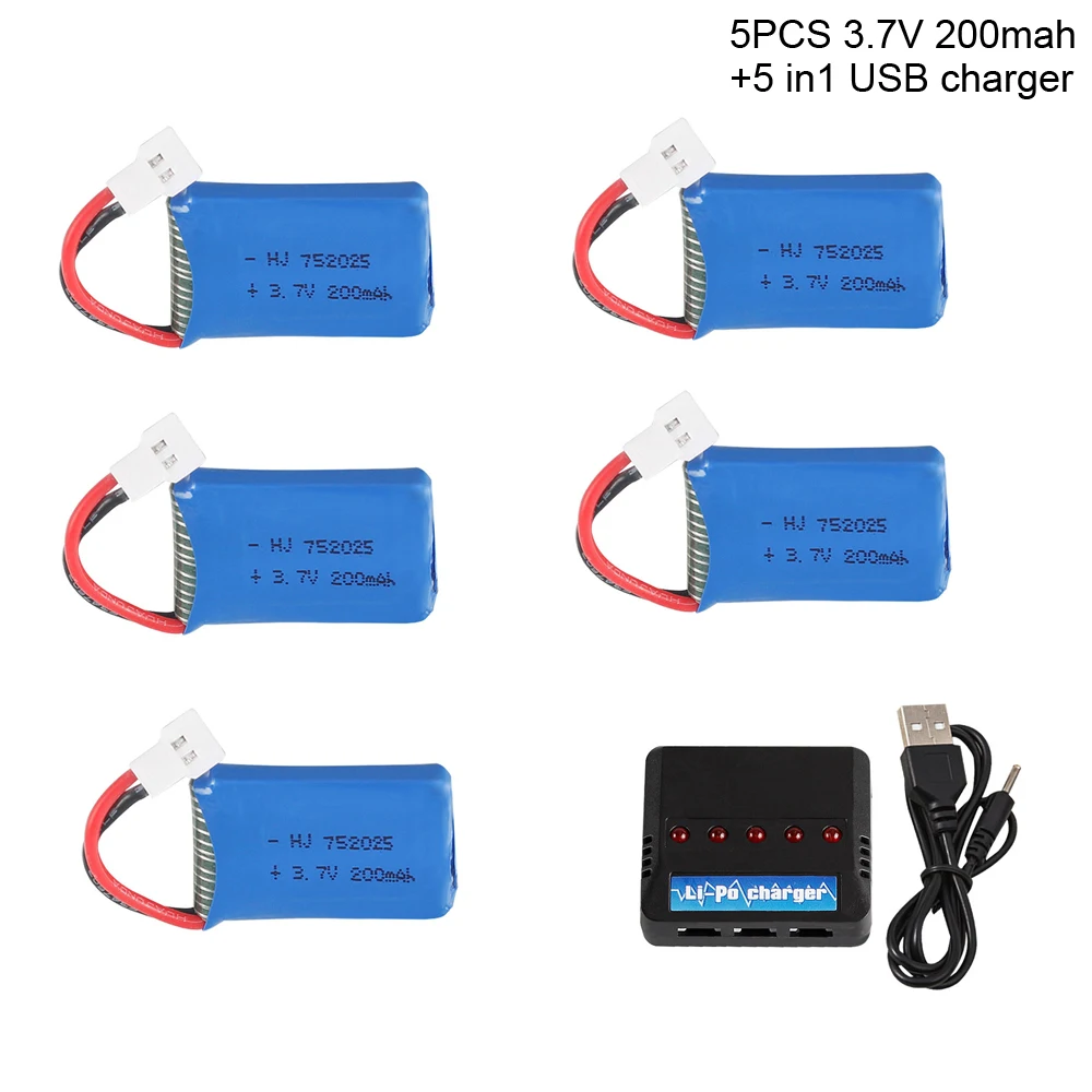 5 шт. Аккумулятор для Syma X11 X11C 3 7 в 200 мАч с 1 USB быстрое зарядное устройство набор