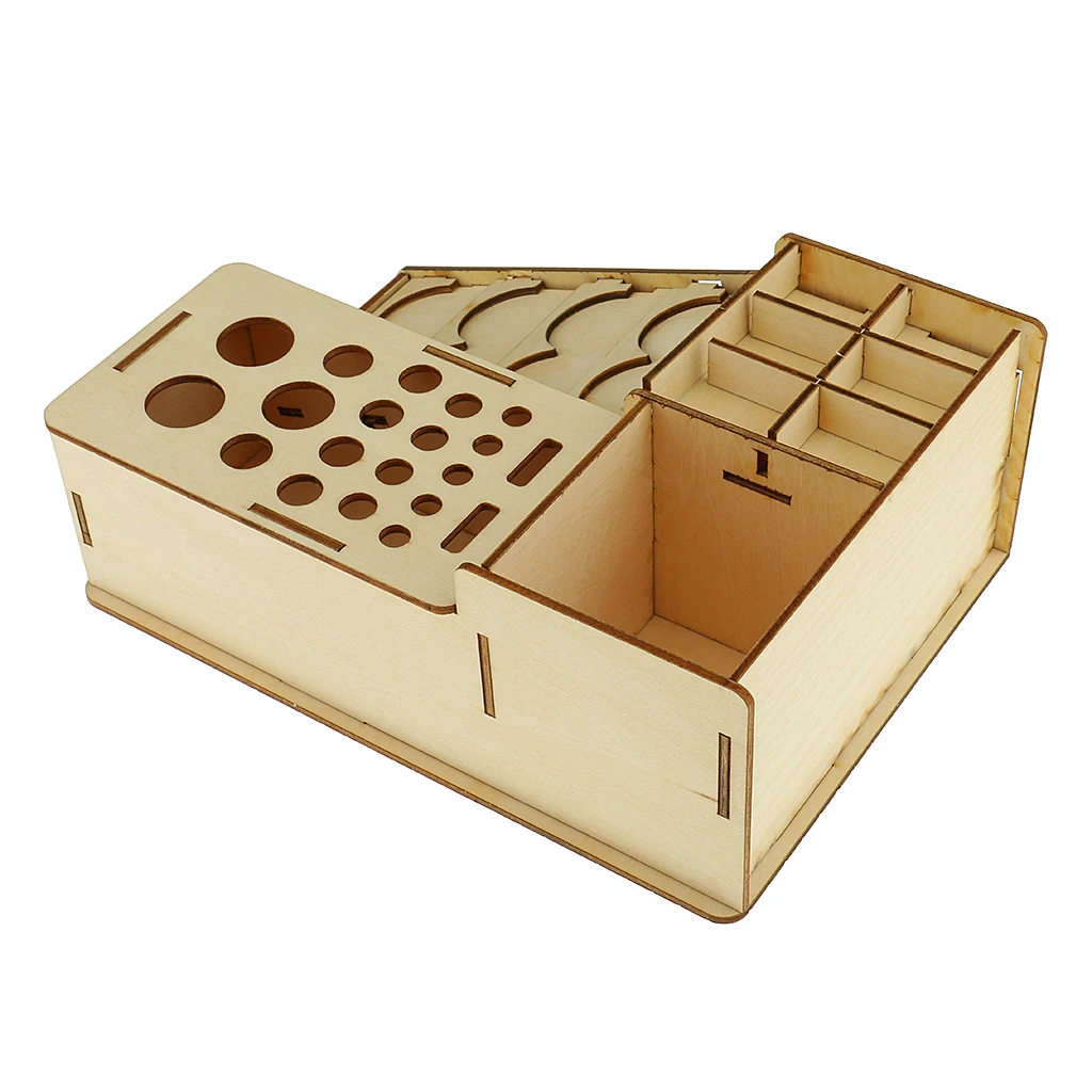 Wooden Paint Bottles Rack Model Organizer Epoxy Tools Storage Box Holder Case #2