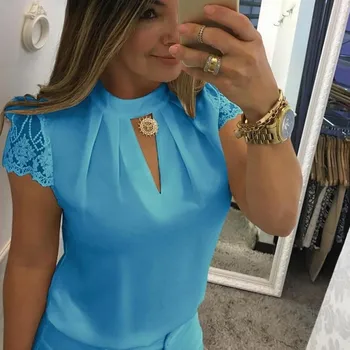 Ladies Tops Women's Shirt Roupa Feminina Women Casual Chiffon Short Sleeve Splice Lace Top Blouse Dames Kleding
Ladies Tops Women's Shirt Roupa Feminina Women Casual Chiffon Short Sleeve Splice Lace Top Blouse Dames Kleding