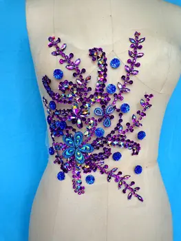 A171 Handmade sew on purple Rhinestones applique crystal patches with stones sequins beads 28*22cm
A171 Handmade sew on purple Rhinestones applique crystal patches with stones sequins beads 28*22cm