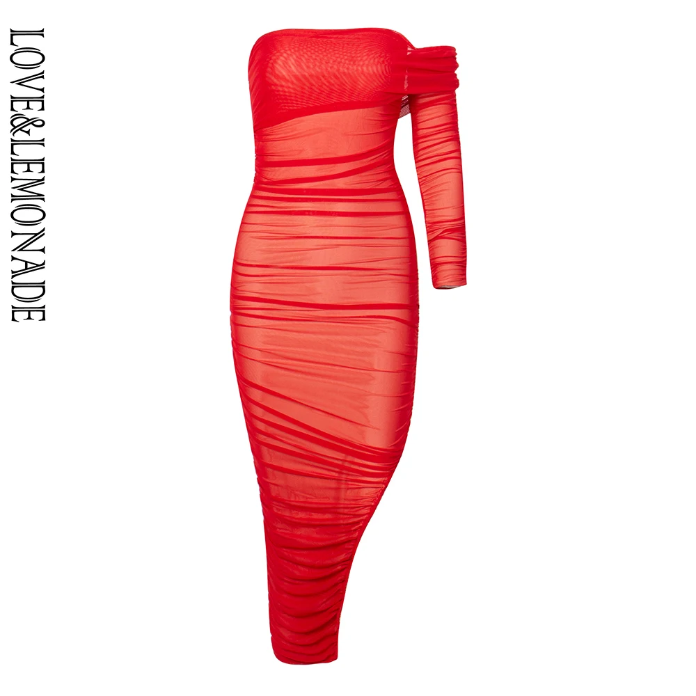 LOVE&LEMONADE Sexy Neck Collar Red Mesh Bodycon Single Sleeve Split Party Dress LM90061 RED
LOVE&LEMONADE Sexy Neck Collar Red Mesh Bodycon Single Sleeve Split Party Dress LM90061 RED