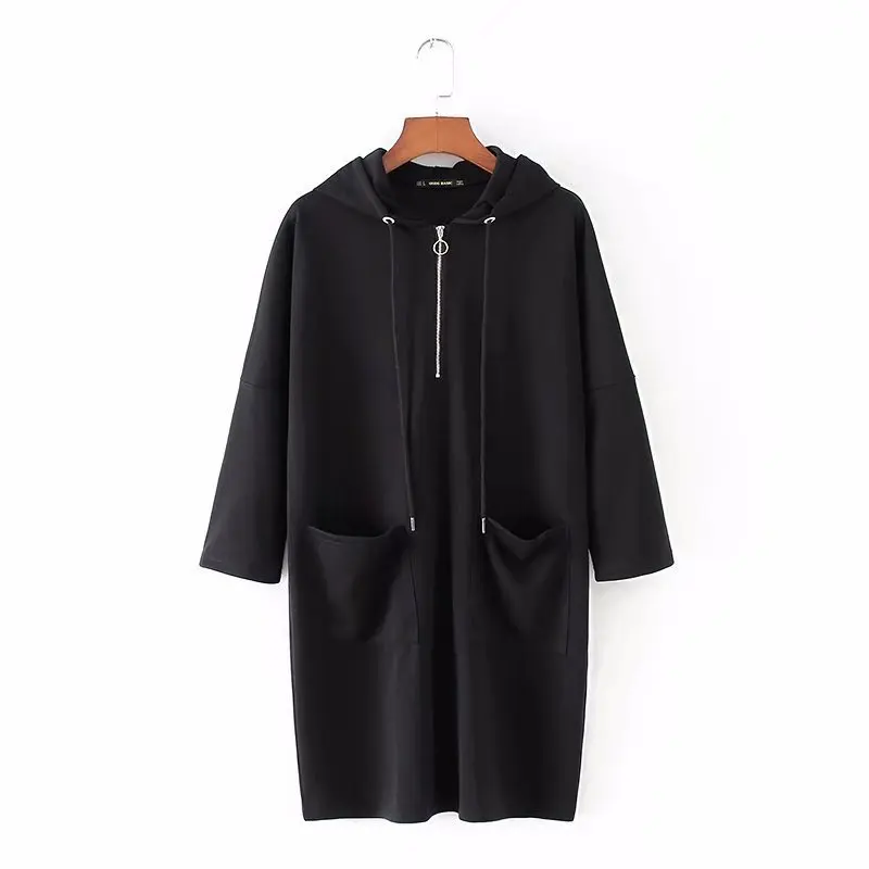 Spring New Pattern Medium and long section Leisure dress Pocket Middle zipper Solid color loose sleeves dress
Spring New Pattern Medium and long section Leisure dress Pocket Middle zipper Solid color loose sleeves dress