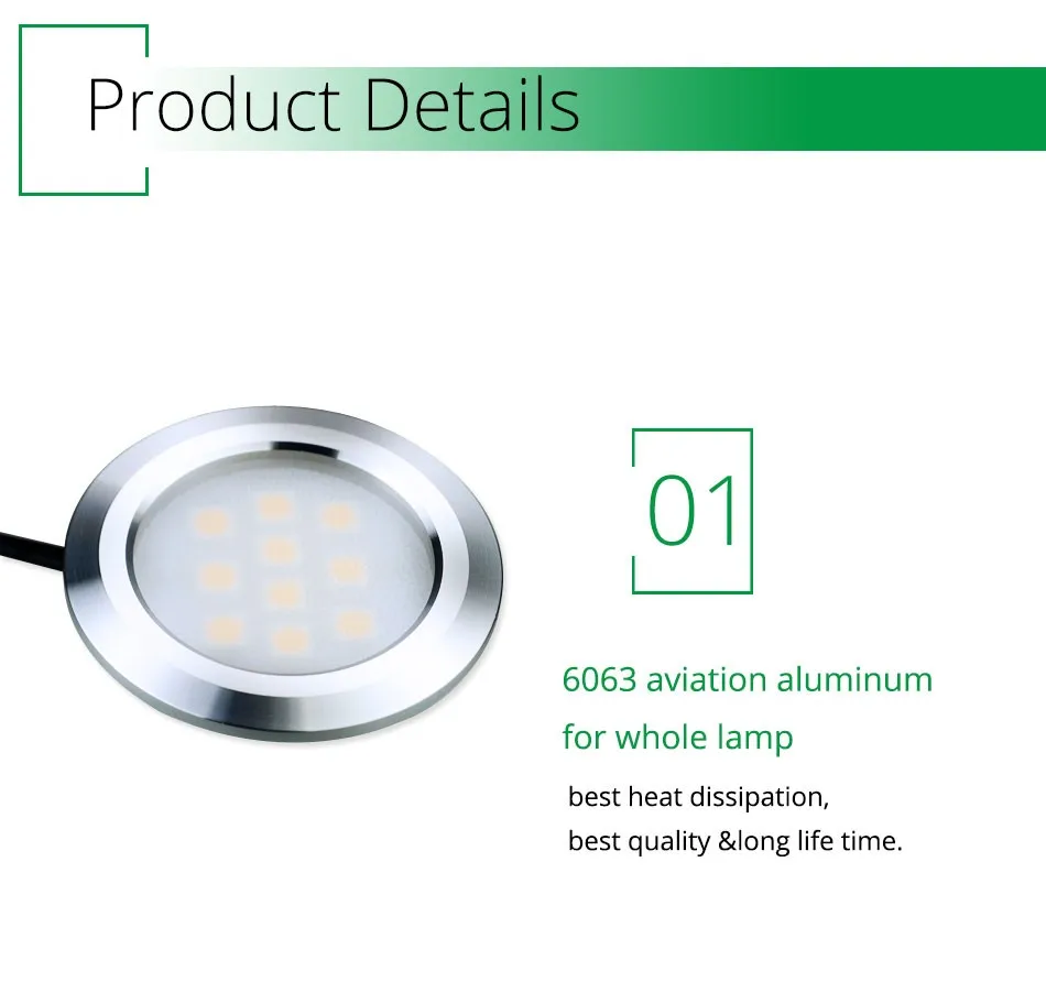 LED Under Cabinet Light Round Closet Shelf Lighting Under Kitchen Cupboard Lamps 220V Counter Showcase Bookshelf Exhibition Lamp8