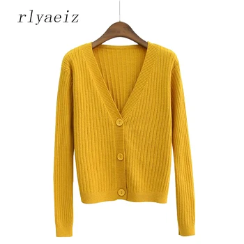 Rlyaeiz 2018 Spring Autumn Women Short Knitted Cardigan Thin V-neck Sweater Solid Color Knitwear Loose Female Knitted Jumper
Rlyaeiz 2018 Spring Autumn Women Short Knitted Cardigan Thin V-neck Sweater Solid Color Knitwear Loose Female Knitted Jumper