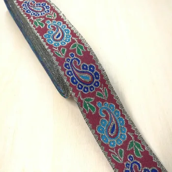 3cm 30mm 1-1/4' Quality Red Blue Paisley Filigree Zigzag Golden Trim Laciness National Jacquard Ribbon Embroidery Woven Webbing
3cm 30mm 1-1/4' Quality Red Blue Paisley Filigree Zigzag Golden Trim Laciness National Jacquard Ribbon Embroidery Woven Webbing