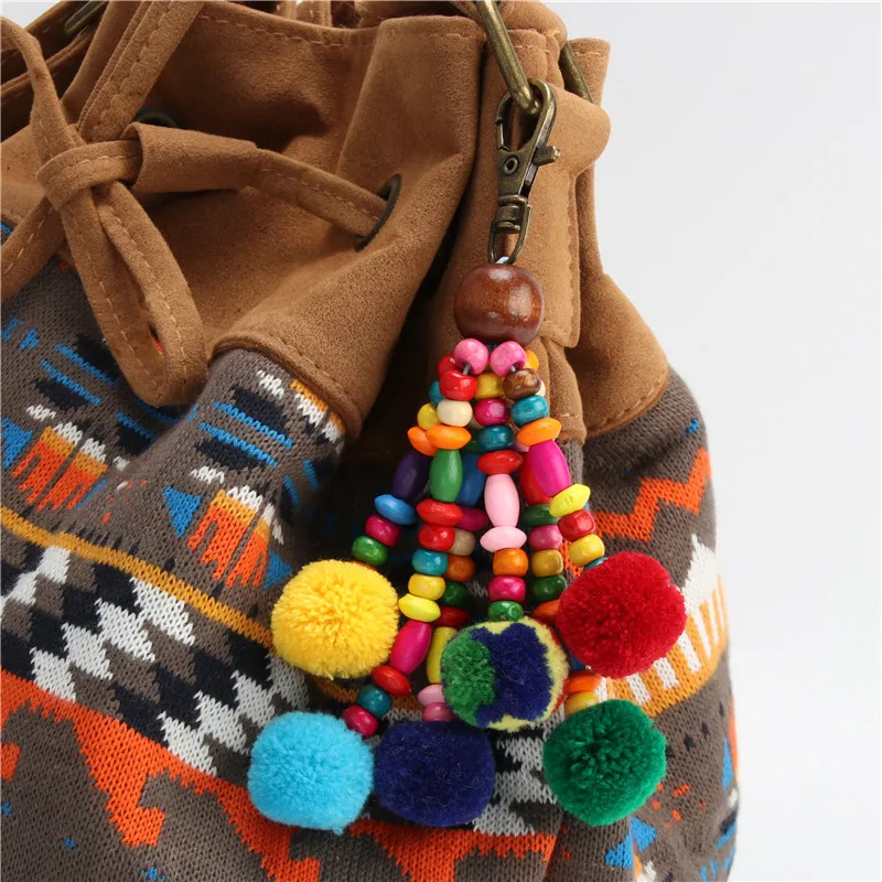 New Pompom Keychains With Colorful Wooden Beads Boho Style Tassel Handmade Bag Hanging Pendant
New Pompom Keychains With Colorful Wooden Beads Boho Style Tassel Handmade Bag Hanging Pendant