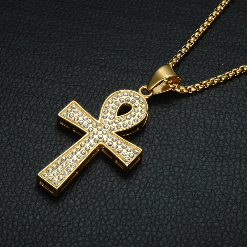 HIP Hop Stainless Steel Micro Pave Full Rhinestone Gold Color Egyptian Ankh Cross Pendant Necklaces for Men Jewelry
HIP Hop Stainless Steel Micro Pave Full Rhinestone Gold Color Egyptian Ankh Cross Pendant Necklaces for Men Jewelry
