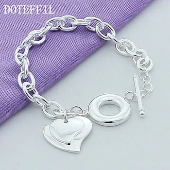 DOTEFFIL 925 Sterling Silver Two Heart Pendant Bracelet OT Buckle For Woman Charm Wedding Engagement Fashion Party Jewelry
DOTEFFIL 925 Sterling Silver Two Heart Pendant Bracelet OT Buckle For Woman Charm Wedding Engagement Fashion Party Jewelry