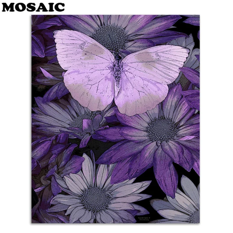 Full Square/round diamond painting Purple butterfly cross stitch full drill Plastic crafts embroidery animals | Дом и сад