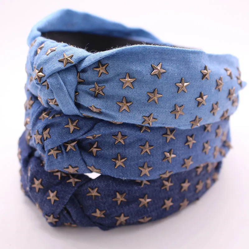 Bohemian Ethnic Denim Center Knot Hairband Metal Star Stamping Knotted Headband Hair Accessories
Bohemian Ethnic Denim Center Knot Hairband Metal Star Stamping Knotted Headband Hair Accessories