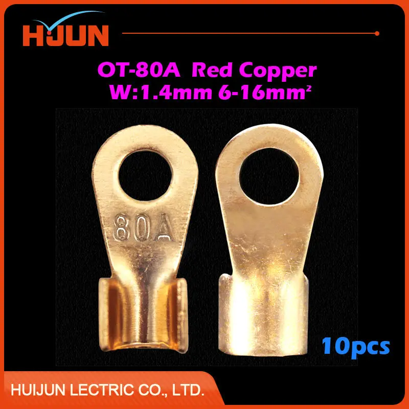 10pcs/lot OT-80A 8.2mm Dia Red Copper Circular Splice Crimp Terminal Wire Naked Connector for 6-16 Square Cable
10pcs/lot OT-80A 8.2mm Dia Red Copper Circular Splice Crimp Terminal Wire Naked Connector for 6-16 Square Cable