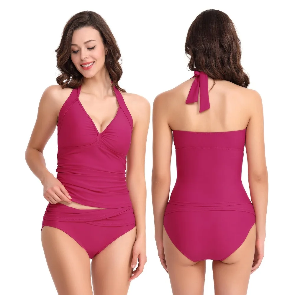 Halter Tankini Swimsuits For Women Plunging V Neck Tummy Control 2 Piece Bathing Suit Shirred No Underwire Removable Padded Bra
Halter Tankini Swimsuits For Women Plunging V Neck Tummy Control 2 Piece Bathing Suit Shirred No Underwire Removable Padded Bra