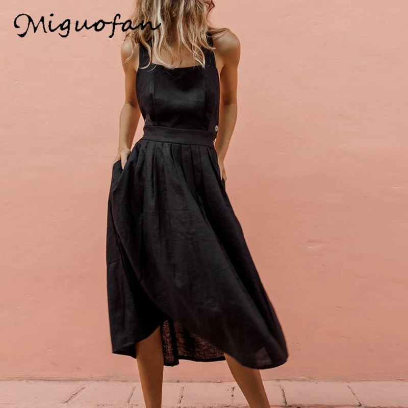 Miguofan Solid Backless Long Slip Dress For Women Back Cross Tied Female Casual Buttons Pockets Dresses Ladies 2019 Summer New
Miguofan Solid Backless Long Slip Dress For Women Back Cross Tied Female Casual Buttons Pockets Dresses Ladies 2019 Summer New