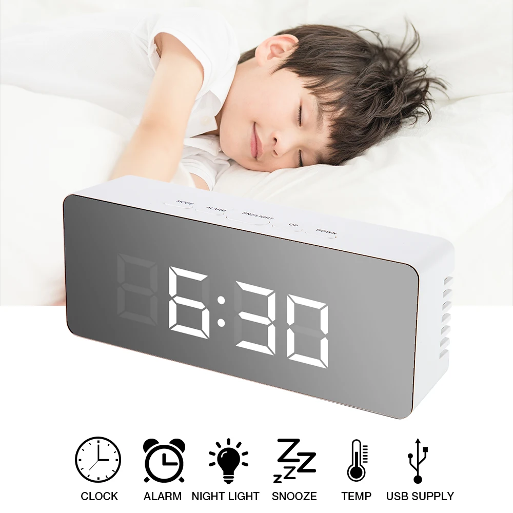 Digital Mirror LED Alarm Clock Night Lights Thermometer Wall Clock Lamp Square Rectangle Multi-function Desk Clocks
Digital Mirror LED Alarm Clock Night Lights Thermometer Wall Clock Lamp Square Rectangle Multi-function Desk Clocks