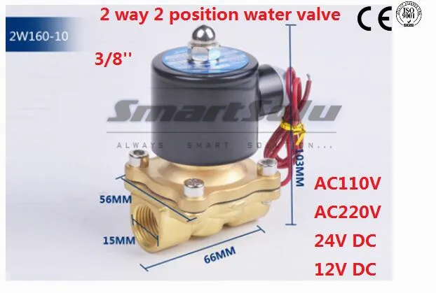 Free shipping 2 way 2w series Brass Air gas water solenoid valve 3/8 inch 24V DC Normally close 2W160-10 Wire lead type
Free shipping 2 way 2w series Brass Air gas water solenoid valve 3/8 inch 24V DC Normally close 2W160-10 Wire lead type