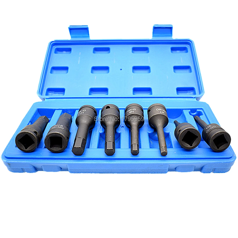 8 Piece Hex Key Socket Set 1/2" Square Drive Impact Socket H5 H6 H7 H8 H10 H12 H14 H16(5-16mm) Cr-Mo Metric Allen Bit 78mm Long
8 Piece Hex Key Socket Set 1/2" Square Drive Impact Socket H5 H6 H7 H8 H10 H12 H14 H16(5-16mm) Cr-Mo Metric Allen Bit 78mm Long