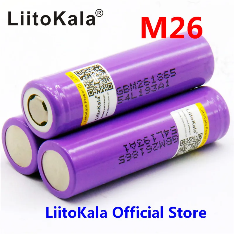 

3pcs 100% original LiitoKala for M26 18650 2600mah 10A ICR18650 m26 2600mAh 3.7v charge 18650 for flashlight power bank